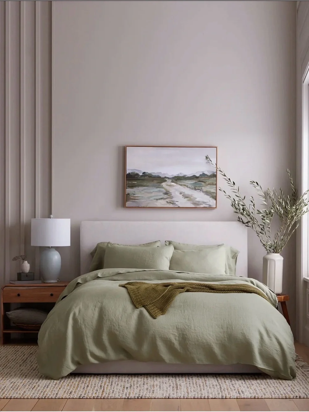 Quince European Linen Duvet Cover Set King/Cal King Willowleaf Green